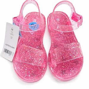 Carter’s Pink Glitter Jelly Sandals Girls Size 10 NWT